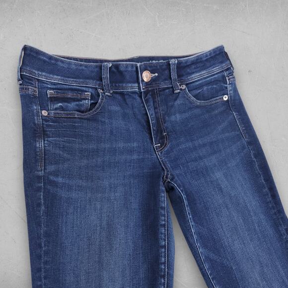 American Eagle Jeans Women 10L Dk Blue Kick Boot Classic Retro Casual Streetwear - Picture 3 of 13